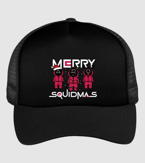 Merry squidmas model negru pe tricou