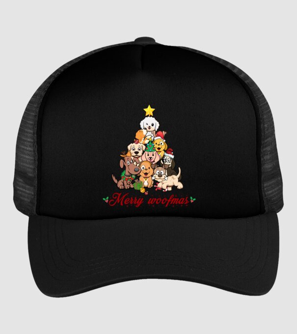 Merry woofmas model negru pe tricou