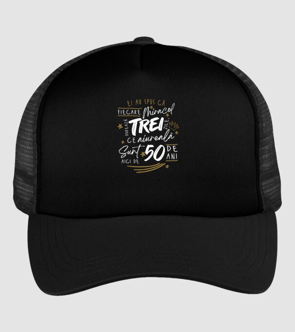 Miracol durează trei 50 de ani model negru pe tricou