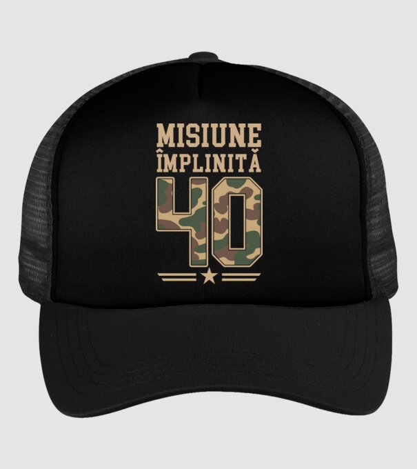 Misiune împlinită 40 model negru pe tricou