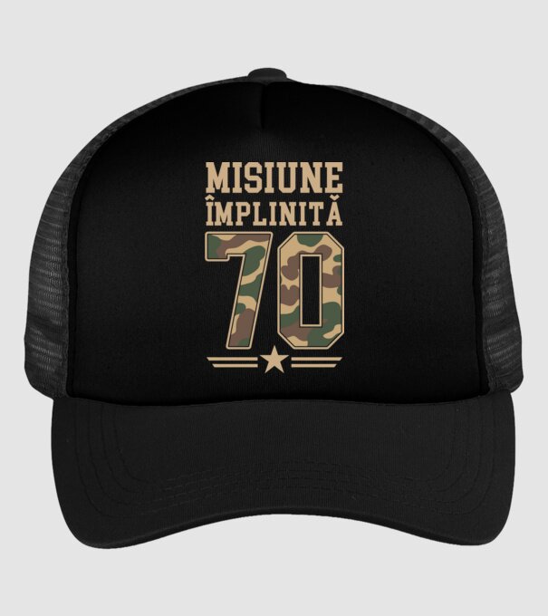 Misiune împlinită 70 model negru pe tricou