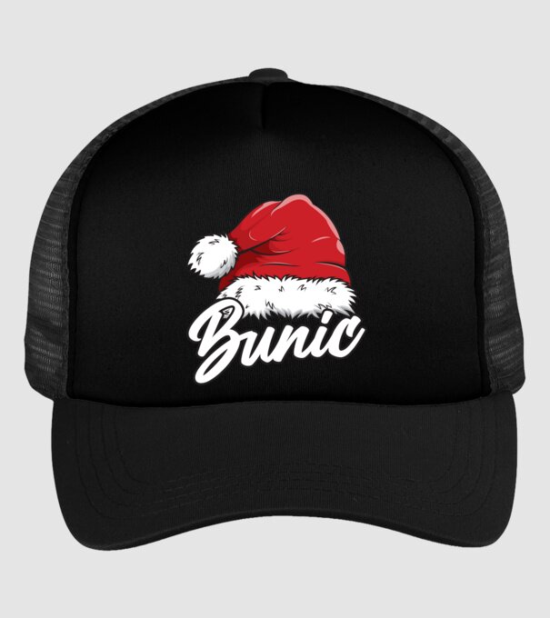 bunic Santa Hat model negru pe tricou