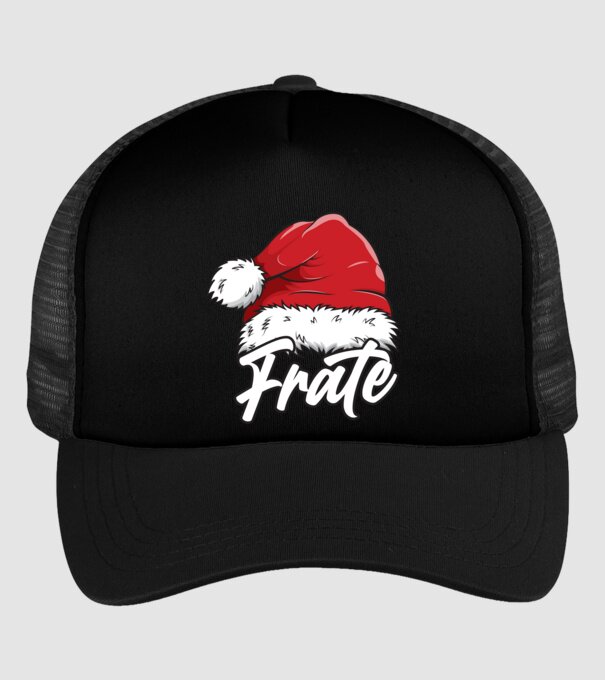 frate Santa Hat model negru pe tricou