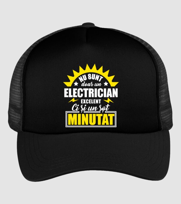 Nu sunt doar un electrician excelent, ci și un soț minunat! model negru pe tricou