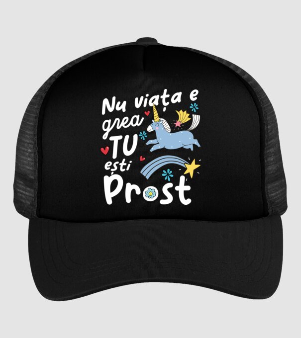 Nu viața e grea, tu ești prost model negru pe tricou