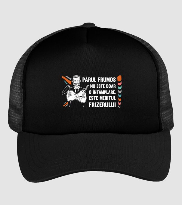 părul frumos nu este doar o întâmplare, este meritul frizerului model negru pe tricou