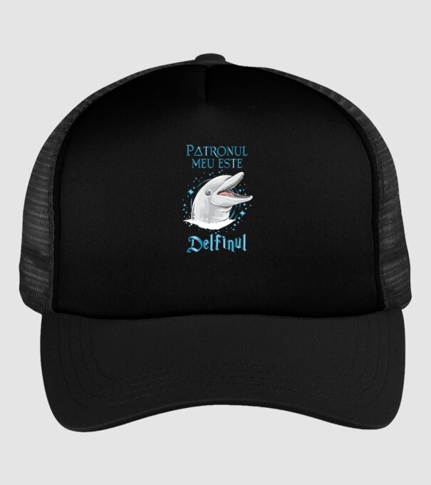 Patronul meu este DELFINUL model negru pe tricou
