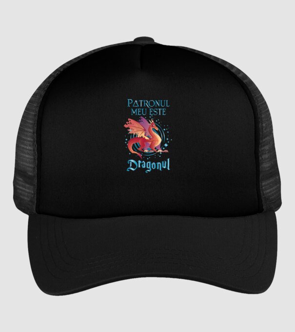 Patronul meu este DRAGONUL model negru pe tricou