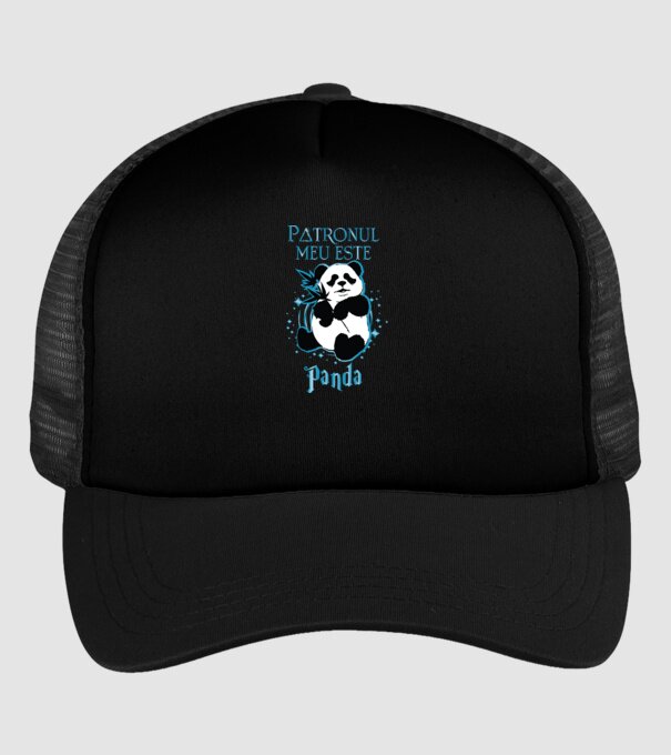 Patronul meu este PANDA model negru pe tricou