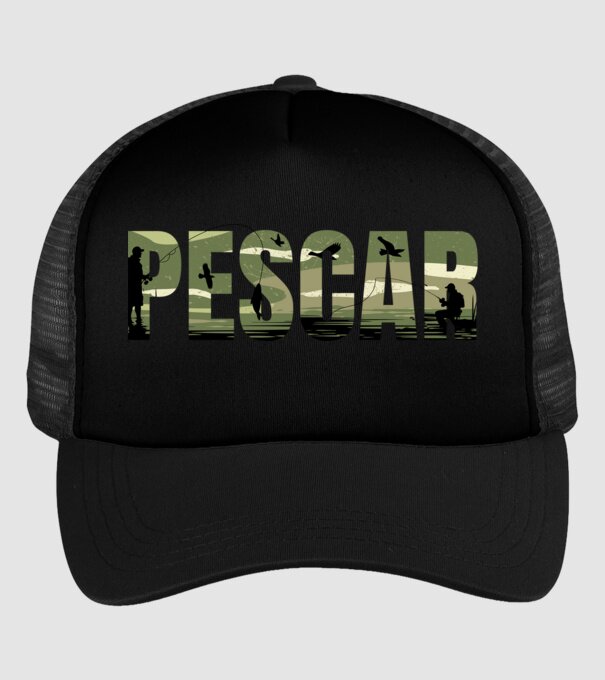 PESCAR model negru pe tricou