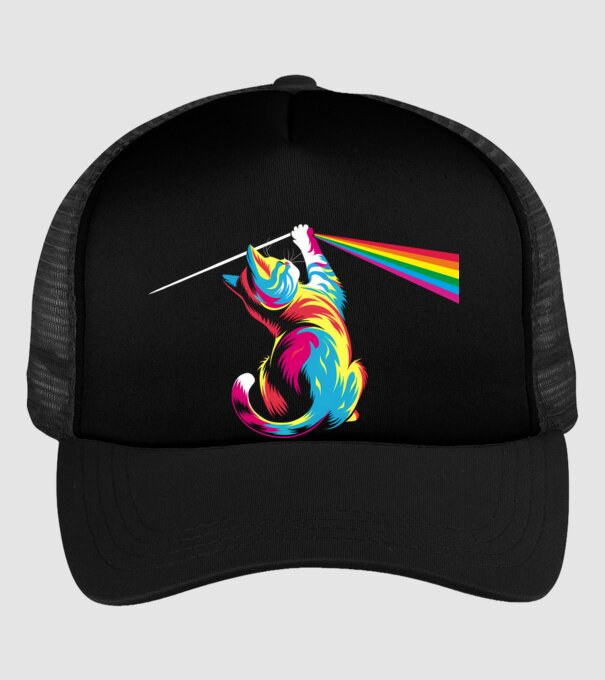 Pisica prismă model negru pe tricou