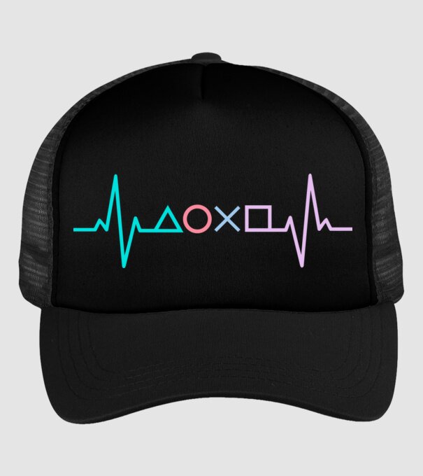 Playstation Symbols EKG model negru pe tricou