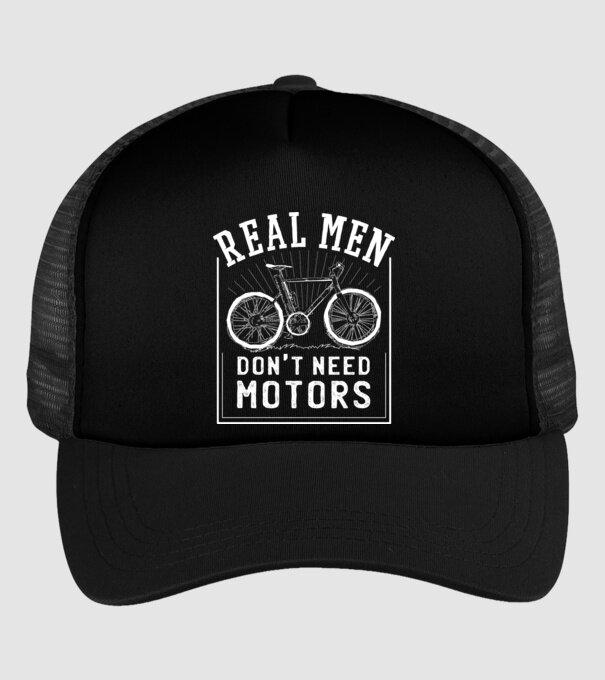 real man dont need motors model negru pe tricou
