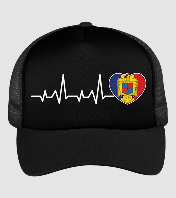 ROMANIA heartbeat model negru pe tricou