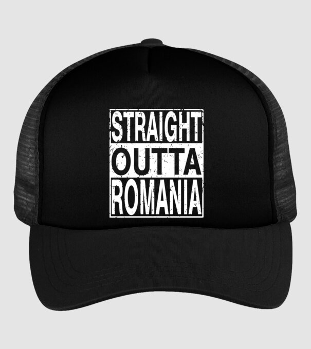 România straight outta model negru pe tricou