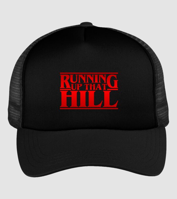 running up that hill model negru pe tricou
