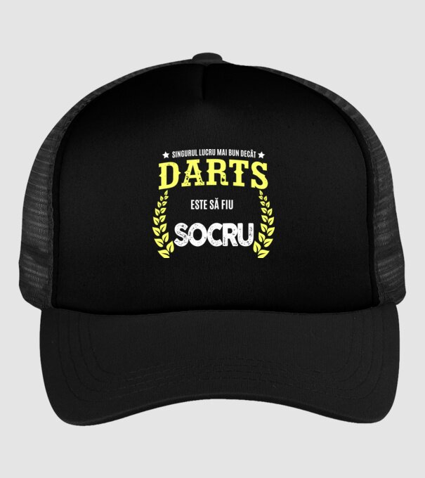 singurul lucru mai bun decât darts este să fiu socru  model negru pe tricou