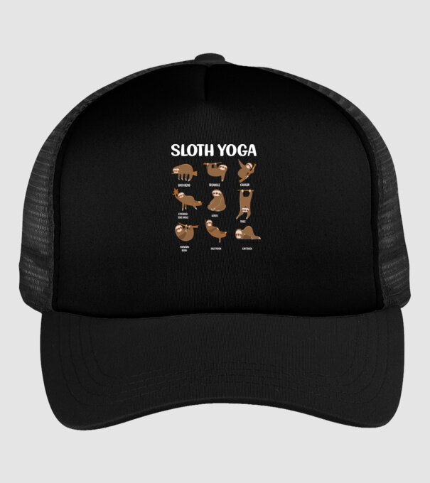 Sloth yoga model negru pe tricou
