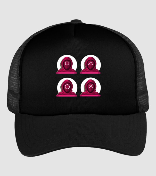 squid game characters model negru pe tricou