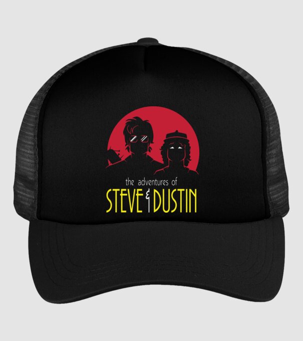 steve and dustin model negru pe tricou