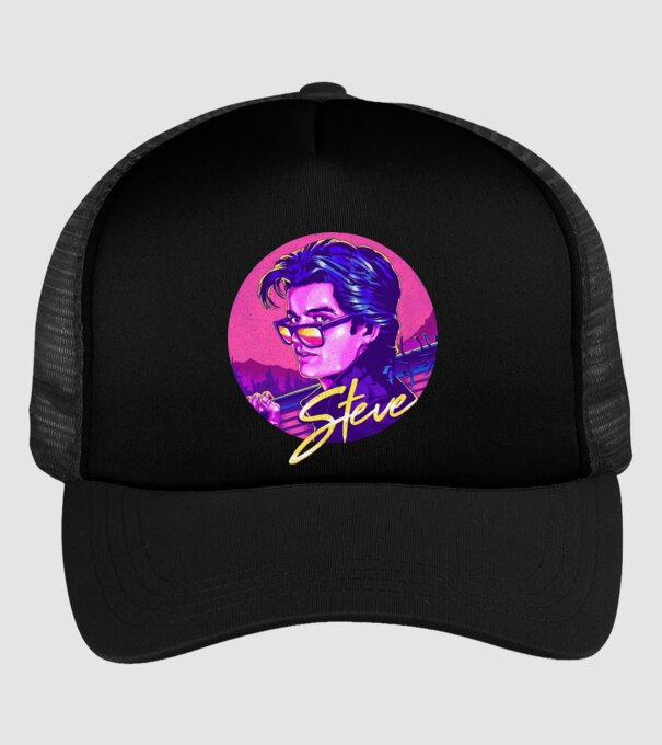steve neon stranger things model negru pe tricou