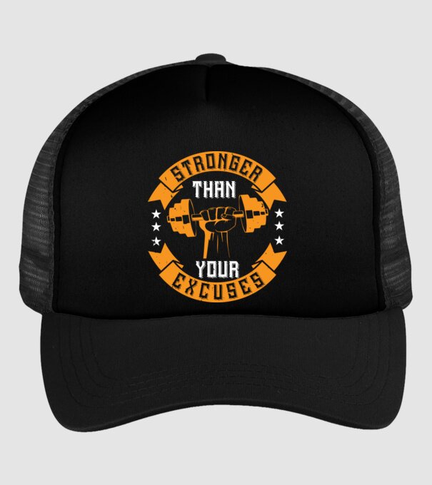 stronger than your excuses model negru pe tricou