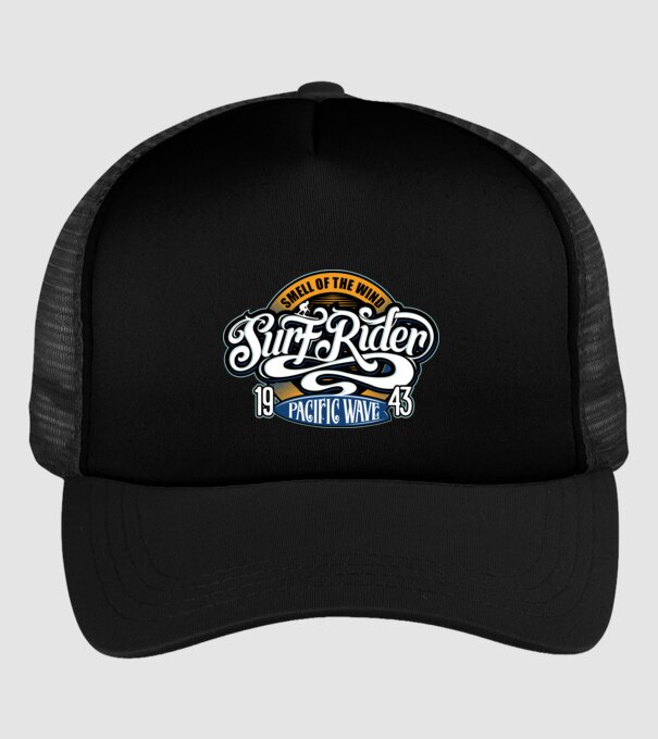 Surf Rider model negru pe tricou