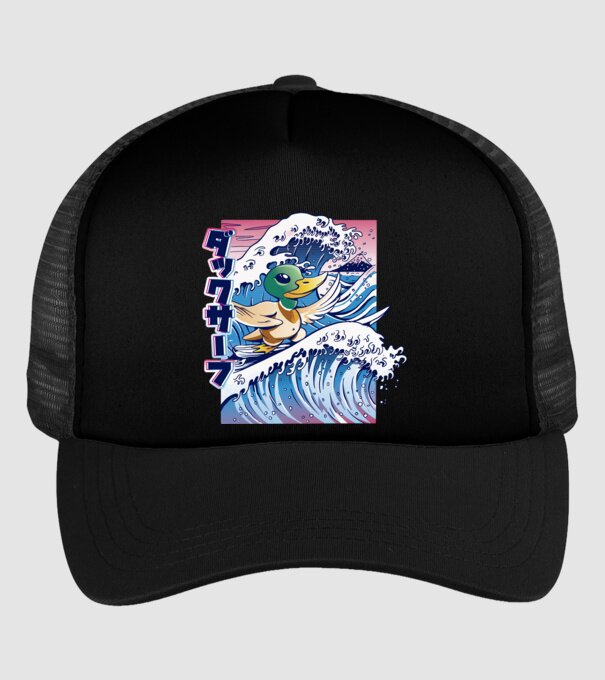 Surfer Duck model negru pe tricou
