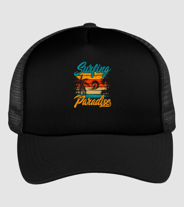 Surfing Paradise model negru pe tricou