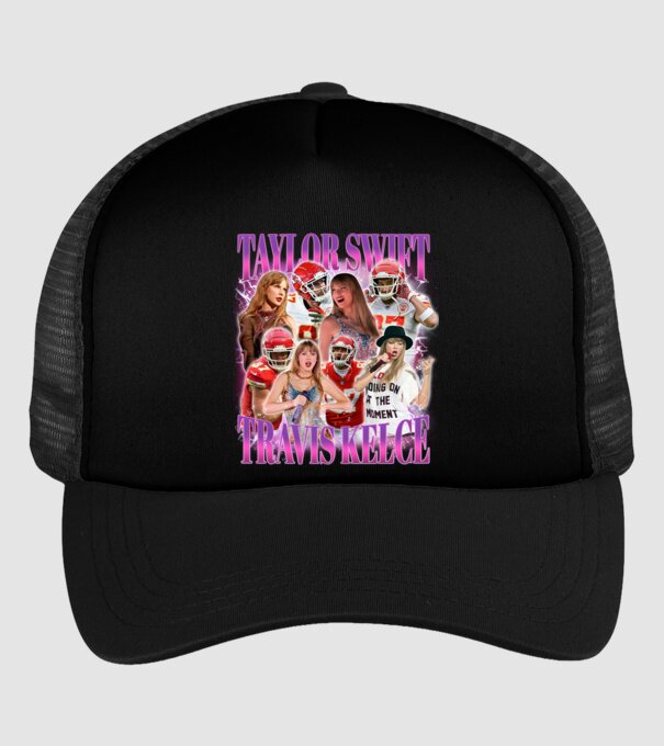 Taylor Swift ERAS Travis Kelce bootleg model negru pe tricou