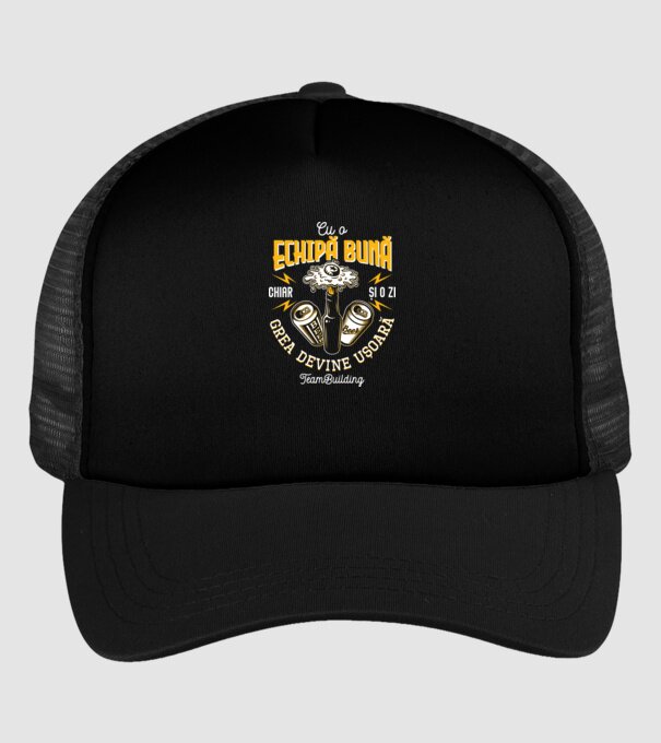 Cu o echipă bună, chiar și o zi grea devine ușoară - team building model negru pe tricou