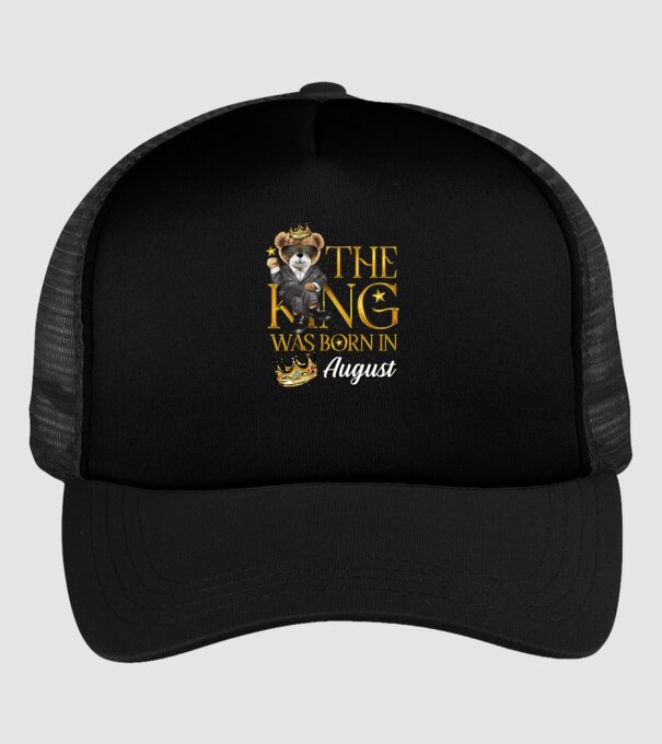 The king was born int AUGUST model negru pe tricou