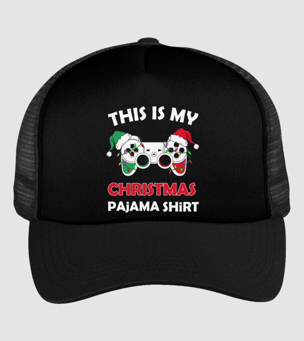 This is my christmas pajama model negru pe tricou
