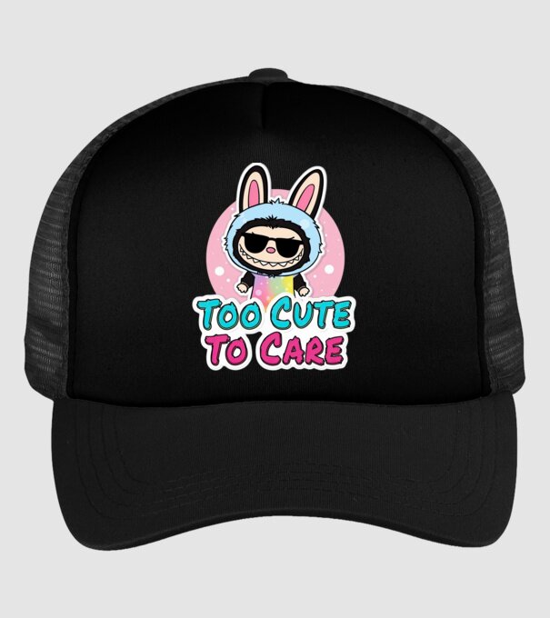 Too cute to care model negru pe tricou