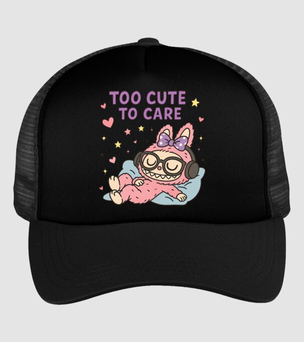 Too cute to care model negru pe tricou