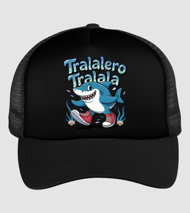 Tralalero Tralala drăguț model negru pe tricou