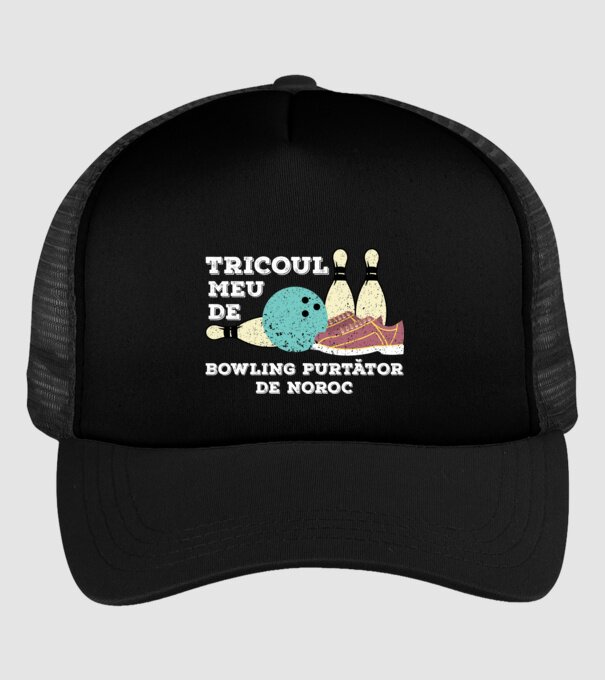 tricoul meu de bowling purtător de noroc model negru pe tricou