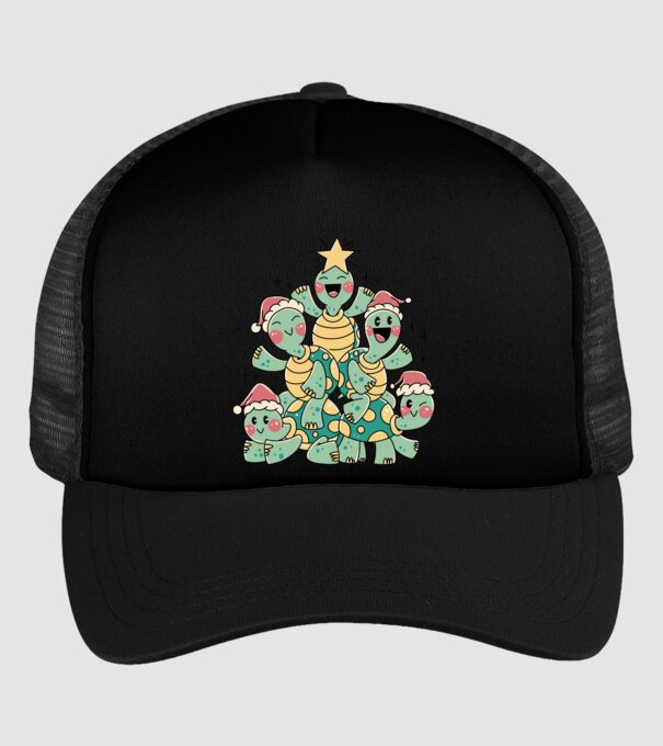 Turtle christmas tree model negru pe tricou
