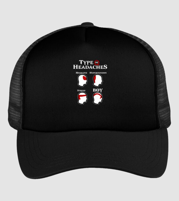Type of Headaches - God of War model negru pe tricou