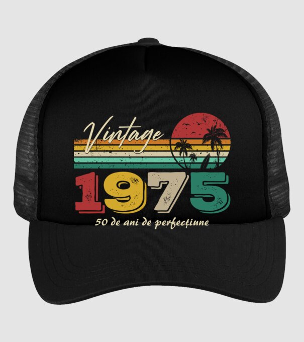 VINTAGE 1975 model negru pe tricou