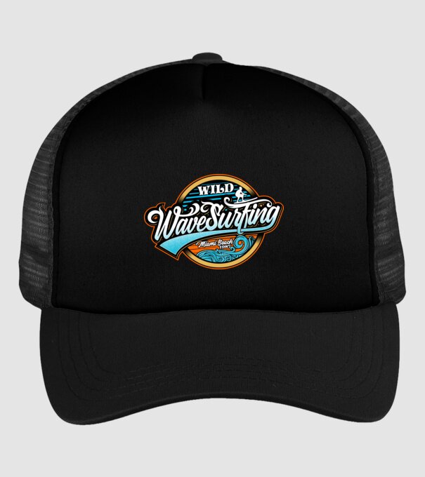 WaveSurfing model negru pe tricou