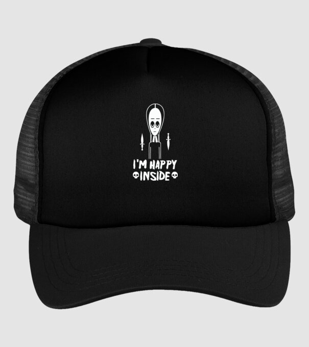WEDNESDAY Happy inside model negru pe tricou