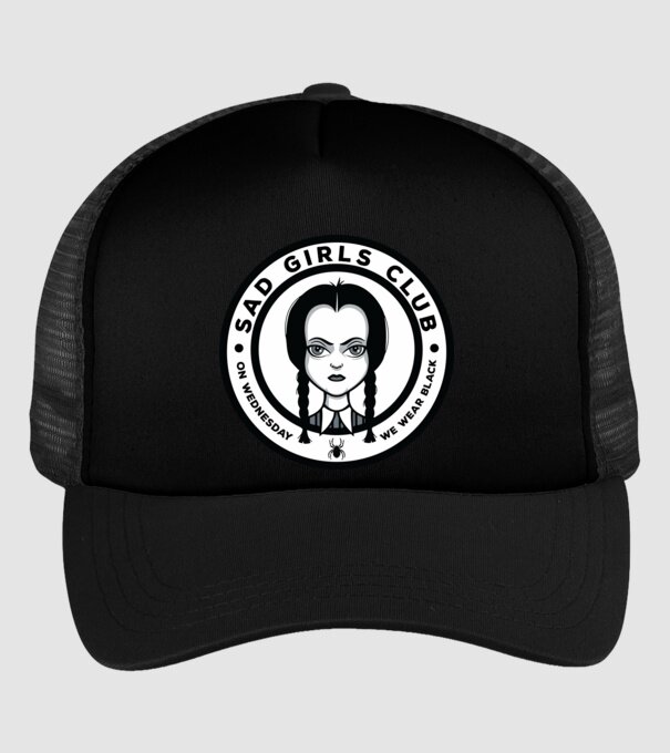 WEDNESDAY Sad Girls Club model negru pe tricou