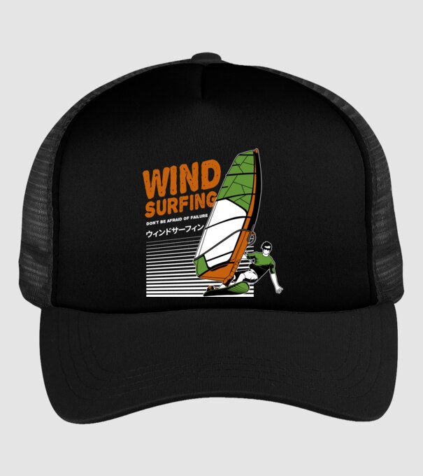 Wind Surf model negru pe tricou