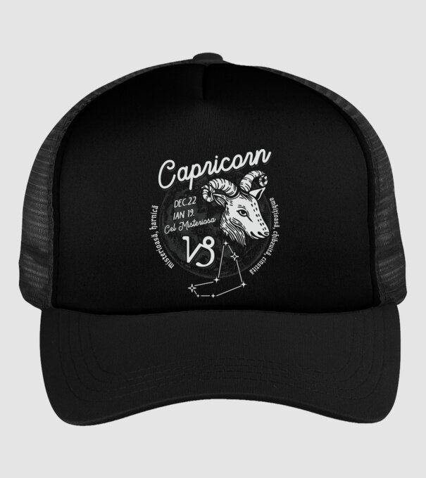 Zodiac femeie CAPRICORN retro model negru pe tricou