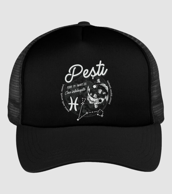 Zodiac femeie PEȘTI retro model negru pe tricou