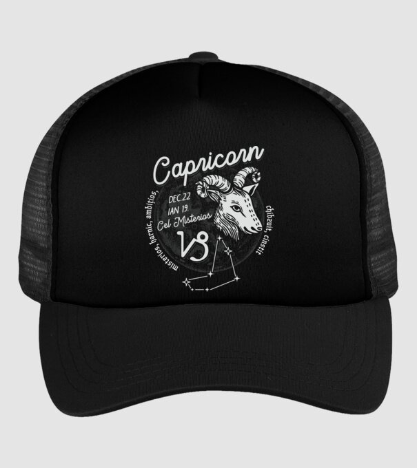 Zodiac bărbat CAPRICORN retro model negru pe tricou