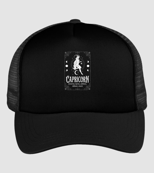 Zodiac bărbat CAPRICORN white model negru pe tricou