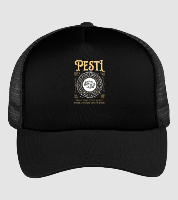 Zodiac bărbat PEȘTI golden model negru pe tricou