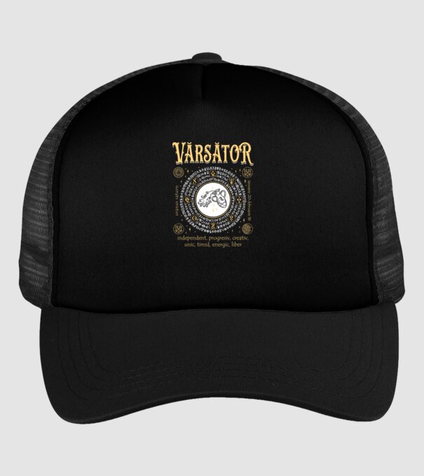 Zodiac bărbat VĂRSĂTOR golden model negru pe tricou